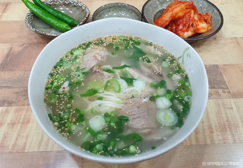 Pork noodle soup at Ollae Guksu